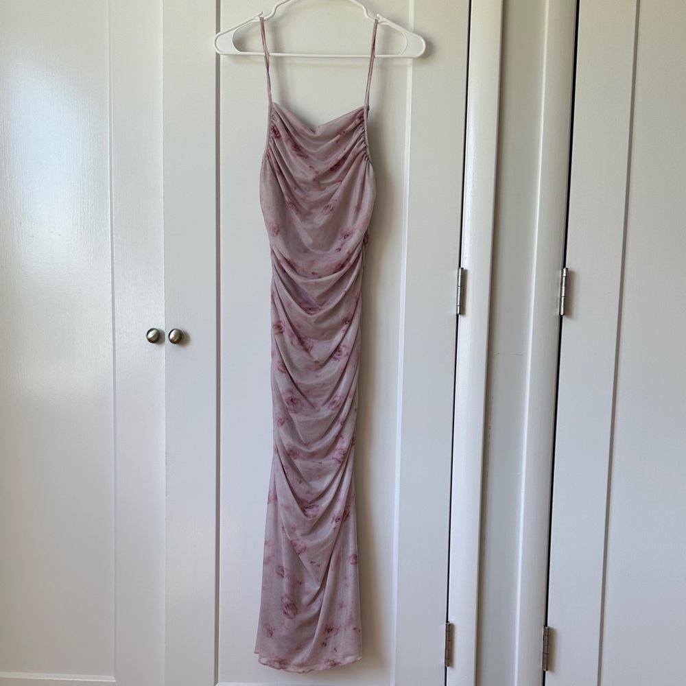 SHEIN Light Pink Floral Maxi Dress